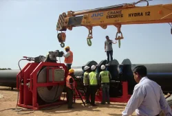 India power plant water supply pipeline worksite SHD 1600 welding machine